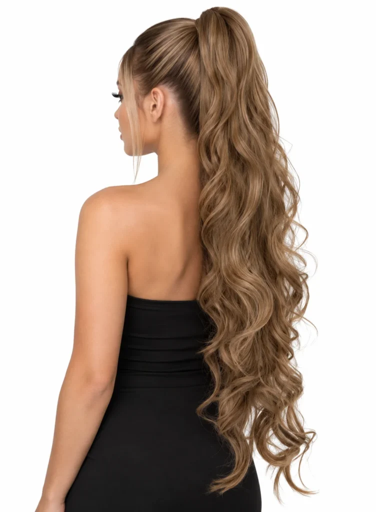 BOMELLE Loose Curl Claw Clip #60 heleblond lokkis hobusesaba pikendus naise juustes
